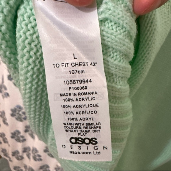 NWOT Size Large [ CARE BEARS x ASOS Designs ] Mint Green Knit Sweater Acrylic - Picture 8 of 8